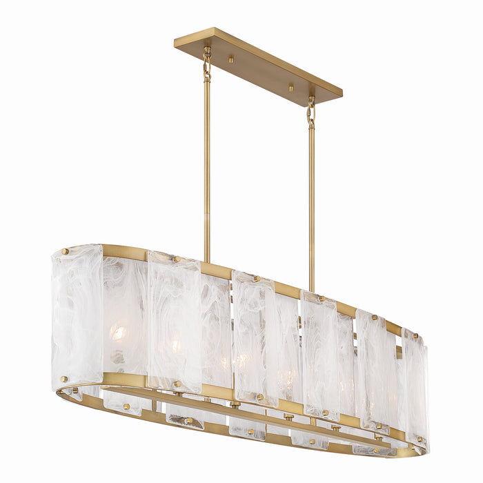 Minka-Lavery - 3639-732 - Six Light Linear Chandelier - Veil - Legacy Brass