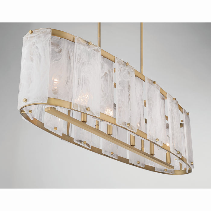 Minka-Lavery - 3639-732 - Six Light Linear Chandelier - Veil - Legacy Brass