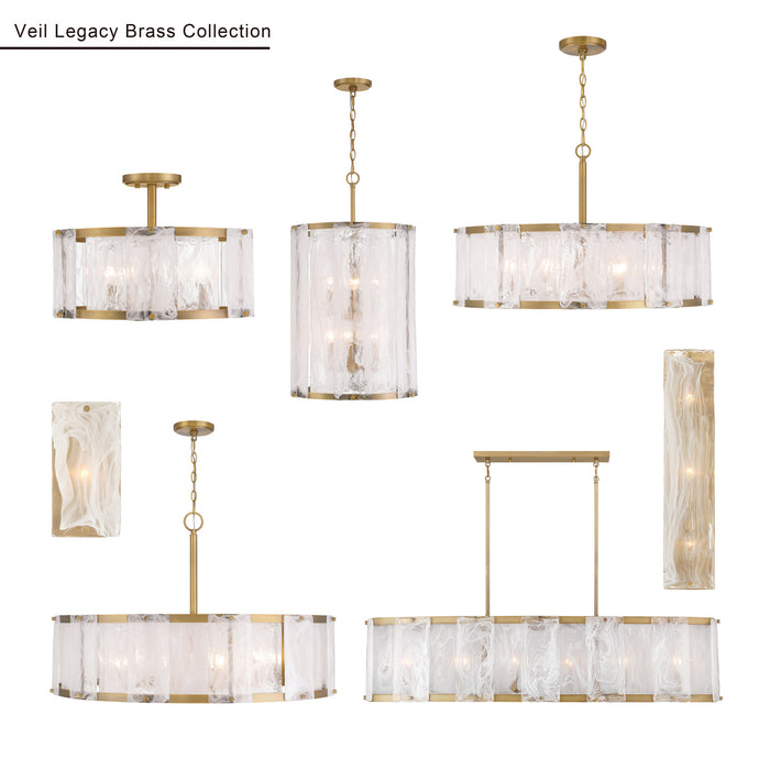 Minka-Lavery - 3639-732 - Six Light Linear Chandelier - Veil - Legacy Brass