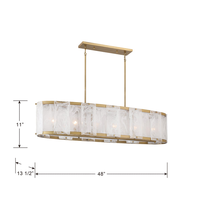 Minka-Lavery - 3639-732 - Six Light Linear Chandelier - Veil - Legacy Brass