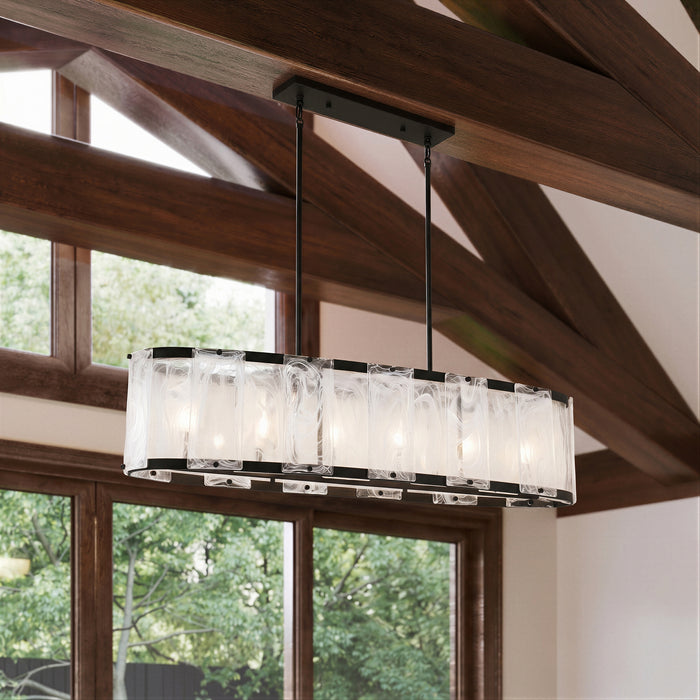 Minka-Lavery - 3639-899 - Six Light Linear Chandelier - Veil - Dark Matte Black