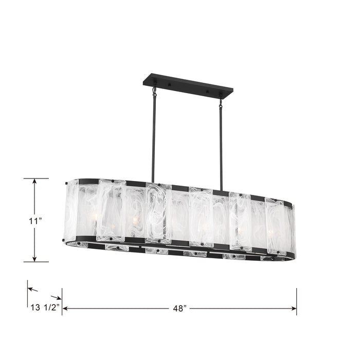 Minka-Lavery - 3639-899 - Six Light Linear Chandelier - Veil - Dark Matte Black