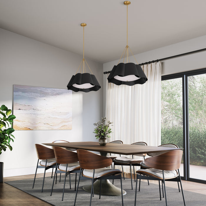 Minka-Lavery - 3954-796 - Four Light Pendant - Waveform - Dark Bronze