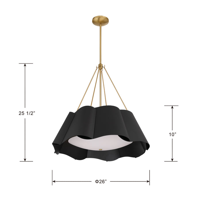 Minka-Lavery - 3954-796 - Four Light Pendant - Waveform - Dark Bronze