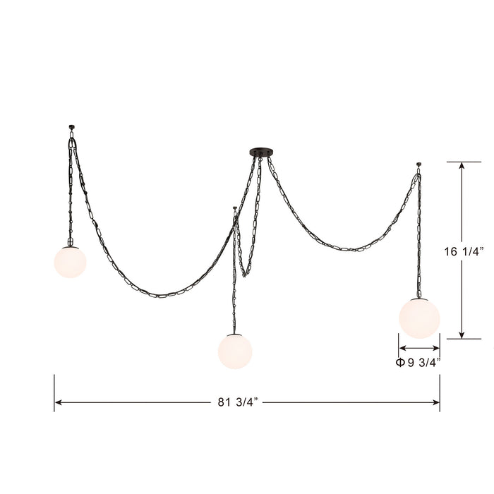 Minka-Lavery - 5218-860 - Three Light Pendant - Marbelle - Dark Bronze