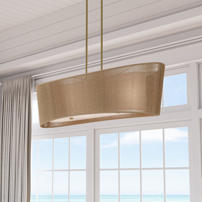 Minka-Lavery - 6578-695 - Four Light Linear Chandelier - Key Largo - Soft Brass