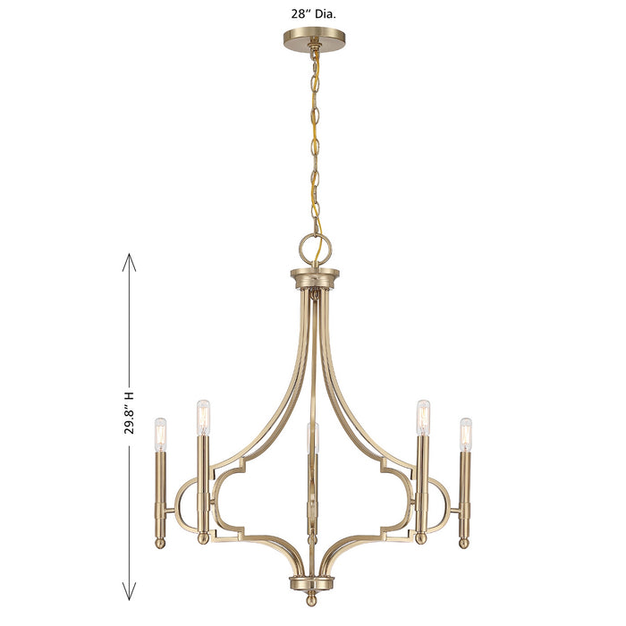 Savoy House - 1-5999-5-127 - Five Light Chandelier - Woodlawn - Noble Brass