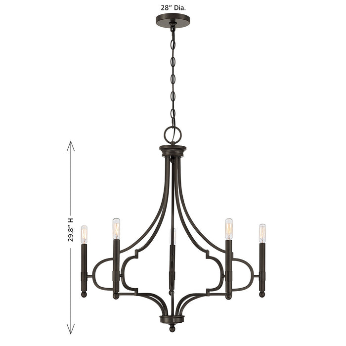 Savoy House - 1-5999-5-15 - Five Light Chandelier - Woodlawn - Mediterranean Bronze
