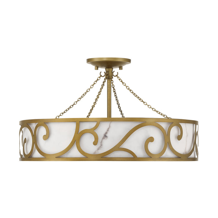 Savoy House - 6-1268-6-339 - Six Light Semi-Flush Mount - Halstead - Antique Patina