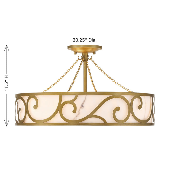 Savoy House - 6-1268-6-339 - Six Light Semi-Flush Mount - Halstead - Antique Patina