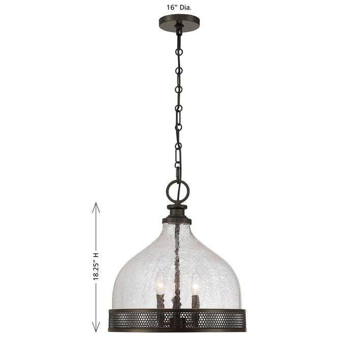 Savoy House - 7-3699-3-15 - Three Light Pendant - Stern - Mediterranean Bronze