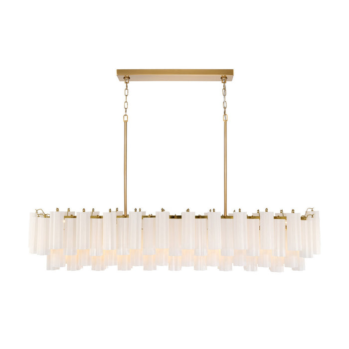 Crystorama - ADD-337-AG-WH - 16 Light Linear Chandelier - Addis - Aged Brass