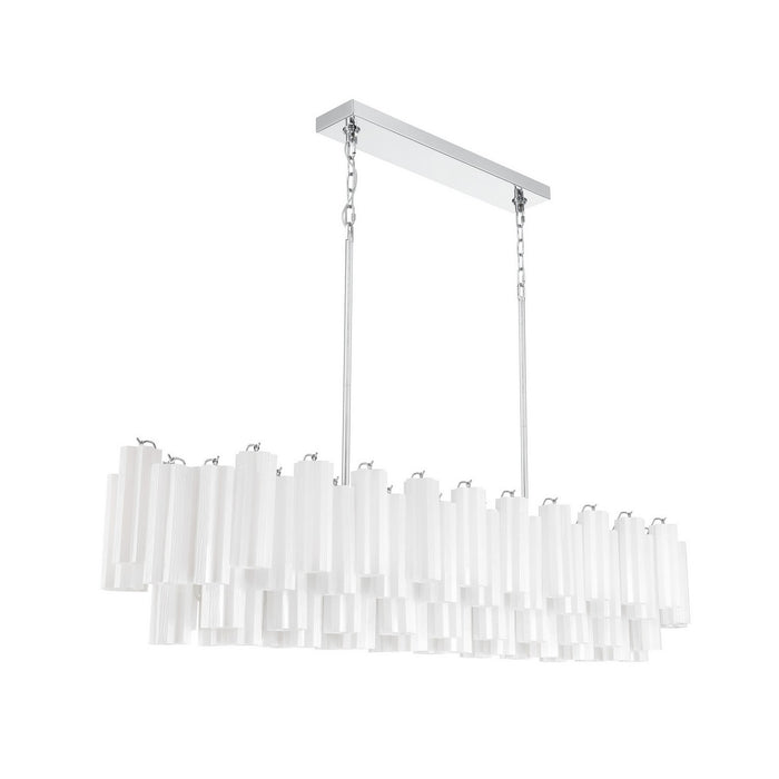 Crystorama - ADD-337-CH-WH - 16 Light Linear Chandelier - Addis - Polished Chrome