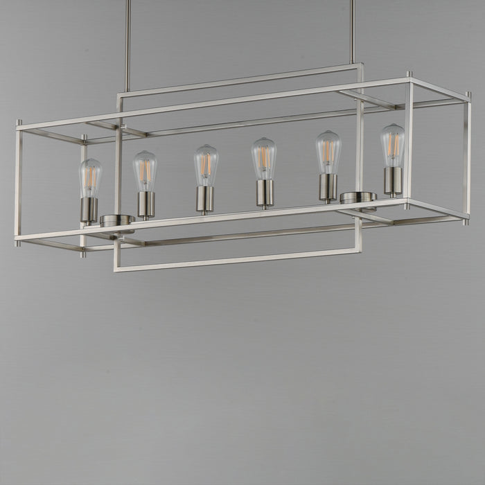 Maxim - 10416SN - Six Light Linear Pendant - Gridline - Satin Nickel