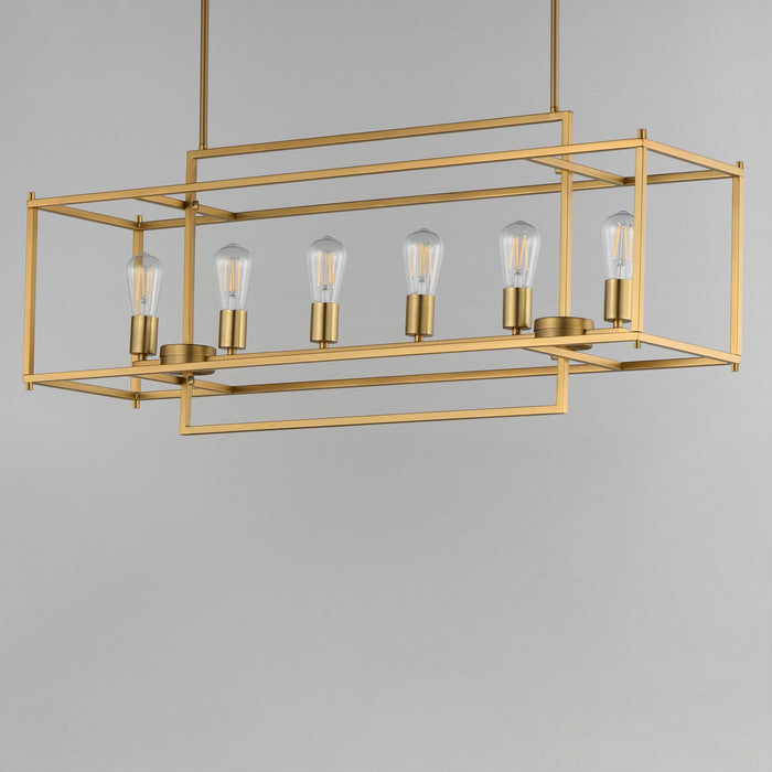 Maxim - 10416NAB - Six Light Linear Pendant - Gridline - Natural Aged Brass