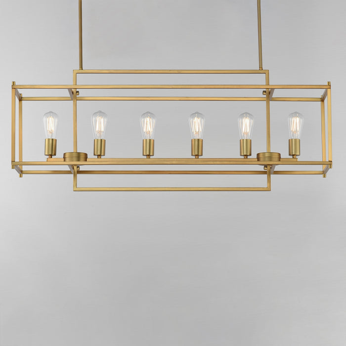 Maxim - 10416NAB - Six Light Linear Pendant - Gridline - Natural Aged Brass