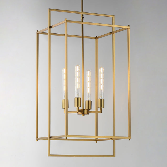 Maxim - 10413NAB - Four Light Pendant - Gridline - Natural Aged Brass