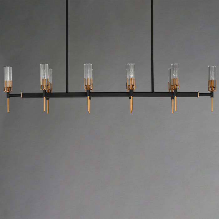 Maxim - 16119CLBKAB - Ten Light Linear Pendant - Flambeau - Black / Antique Brass