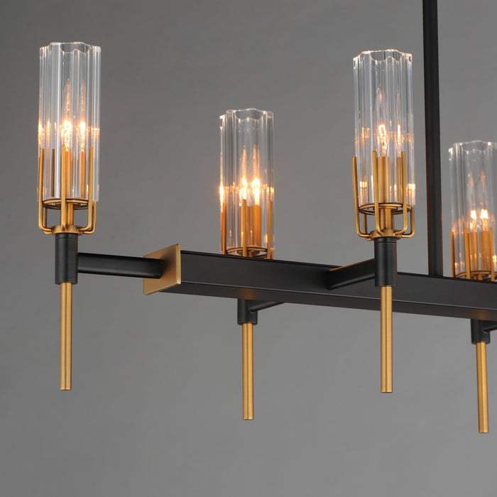 Maxim - 16119CLBKAB - Ten Light Linear Pendant - Flambeau - Black / Antique Brass