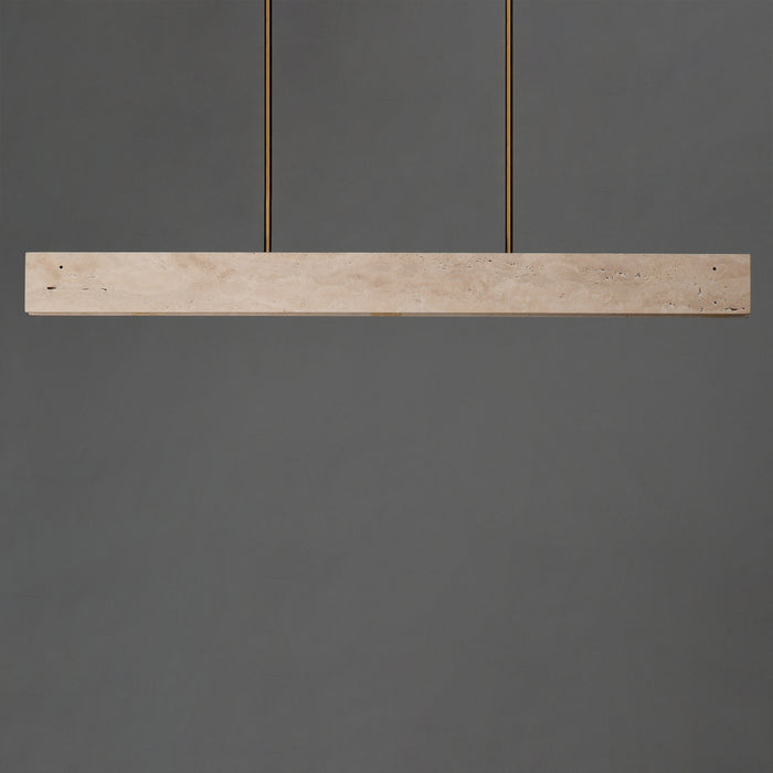 ET2 - E26266-TVNAB - LED Linear Pendant - Lintel - Travertine / Natural Aged Brass
