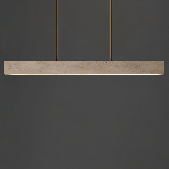 ET2 - E26266-TVNAB - LED Linear Pendant - Lintel - Travertine / Natural Aged Brass