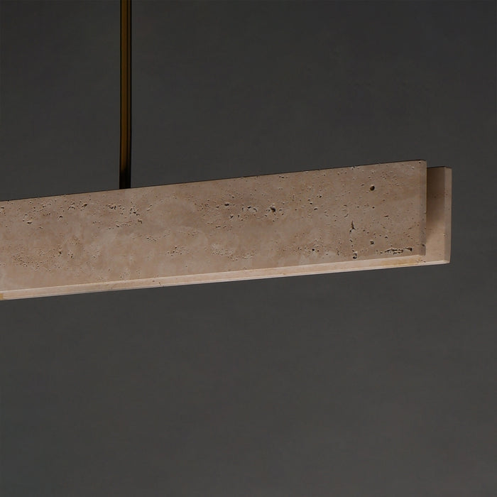 ET2 - E26266-TVNAB - LED Linear Pendant - Lintel - Travertine / Natural Aged Brass