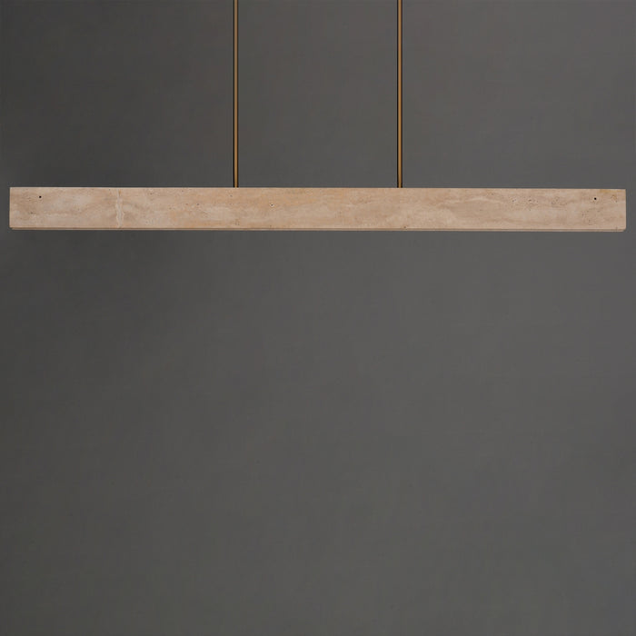 ET2 - E26268-TVNAB - LED Linear Pendant - Lintel - Travertine / Natural Aged Brass
