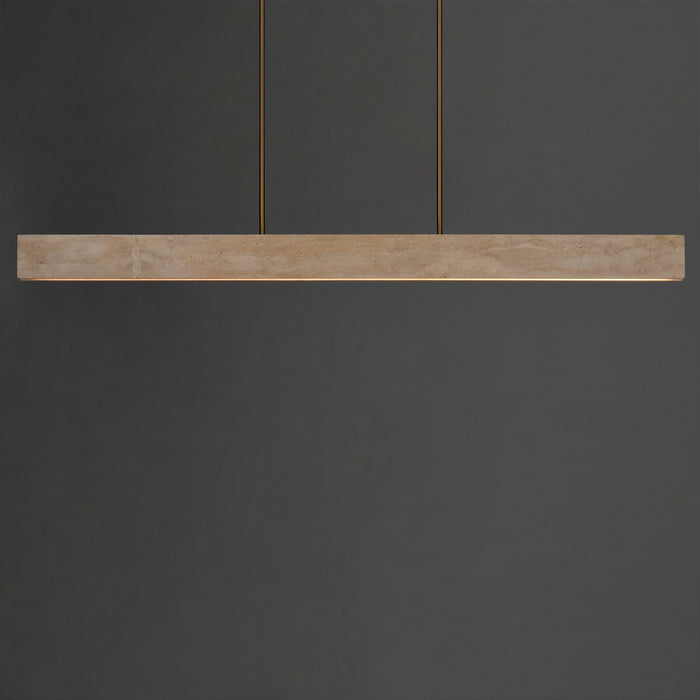 ET2 - E26268-TVNAB - LED Linear Pendant - Lintel - Travertine / Natural Aged Brass
