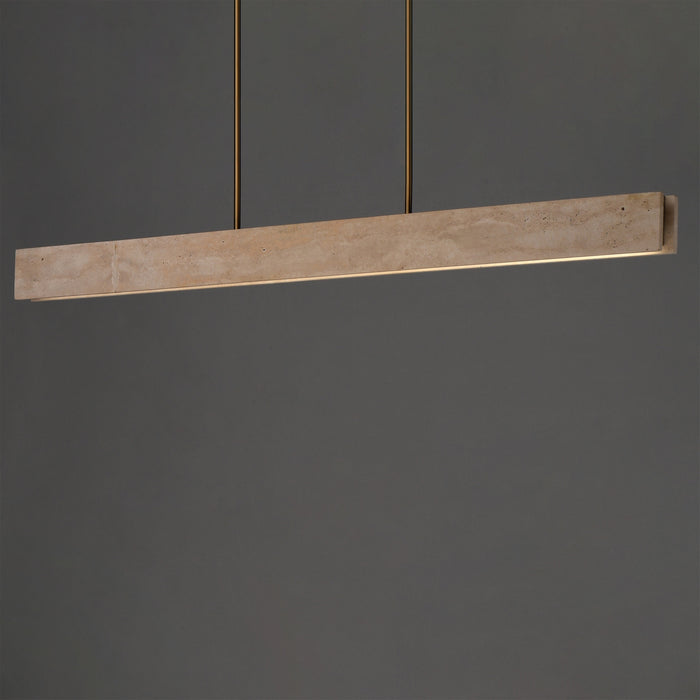 ET2 - E26268-TVNAB - LED Linear Pendant - Lintel - Travertine / Natural Aged Brass