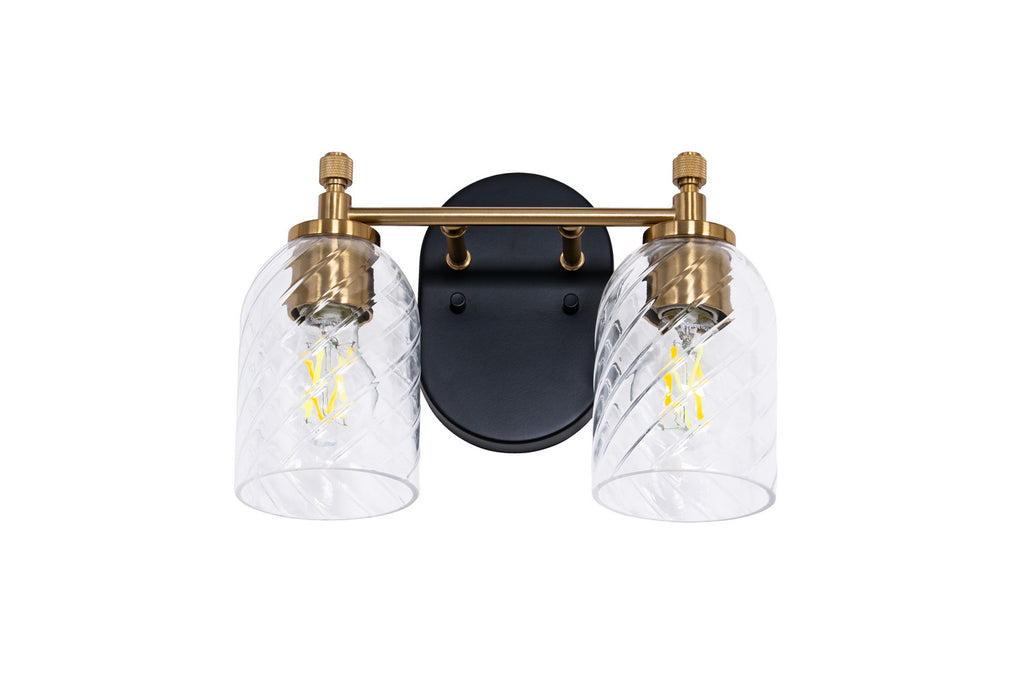 Craftmade - 60302-FBSB-C - Two Light Vanity - Council - Flat Black/Satin Brass