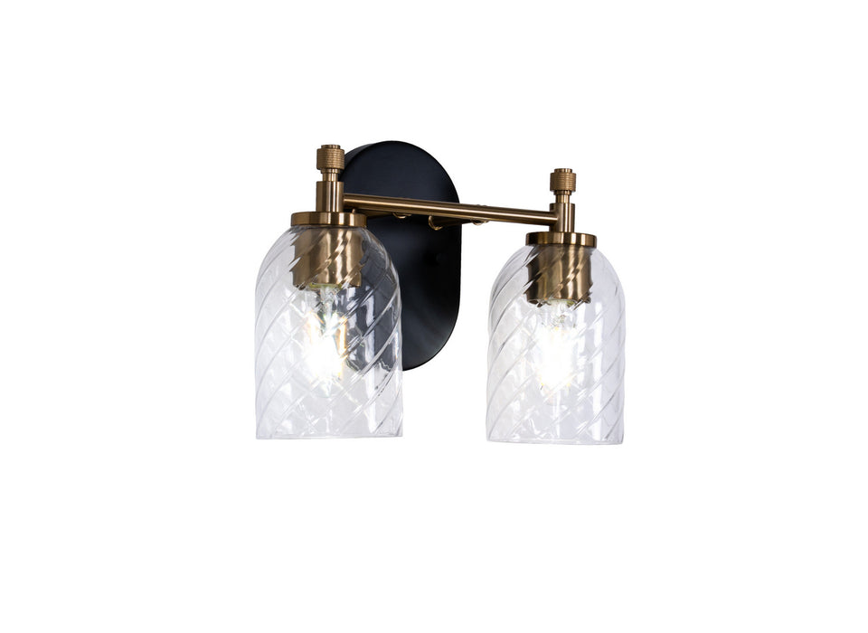 Craftmade - 60302-FBSB-C - Two Light Vanity - Council - Flat Black/Satin Brass