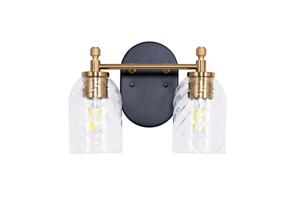 Craftmade - 60302-FBSB-C - Two Light Vanity - Council - Flat Black/Satin Brass
