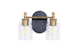 Craftmade - 60302-FBSB-C - Two Light Vanity - Council - Flat Black/Satin Brass