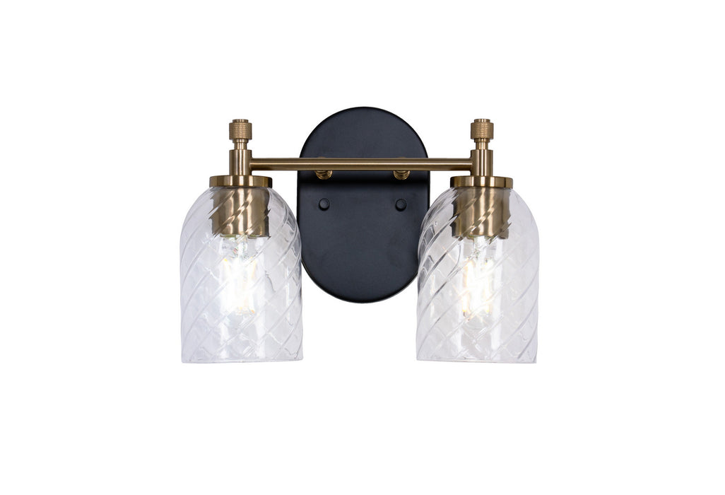 Craftmade - 60302-FBSB-C - Two Light Vanity - Council - Flat Black/Satin Brass