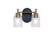 Craftmade - 60302-FBSB-C - Two Light Vanity - Council - Flat Black/Satin Brass