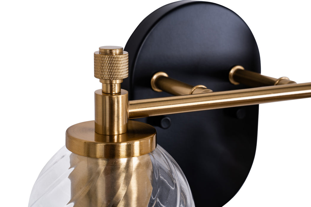 Craftmade - 60302-FBSB-C - Two Light Vanity - Council - Flat Black/Satin Brass