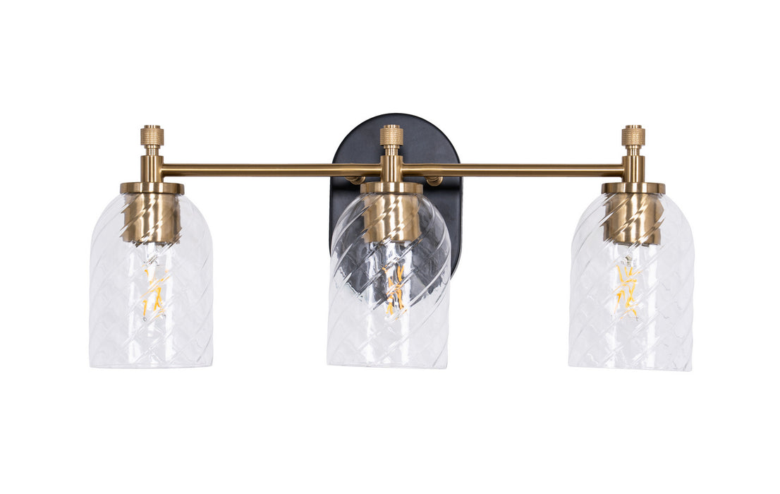 Craftmade - 60303-FBSB-C - Three Light Vanity - Council - Flat Black/Satin Brass