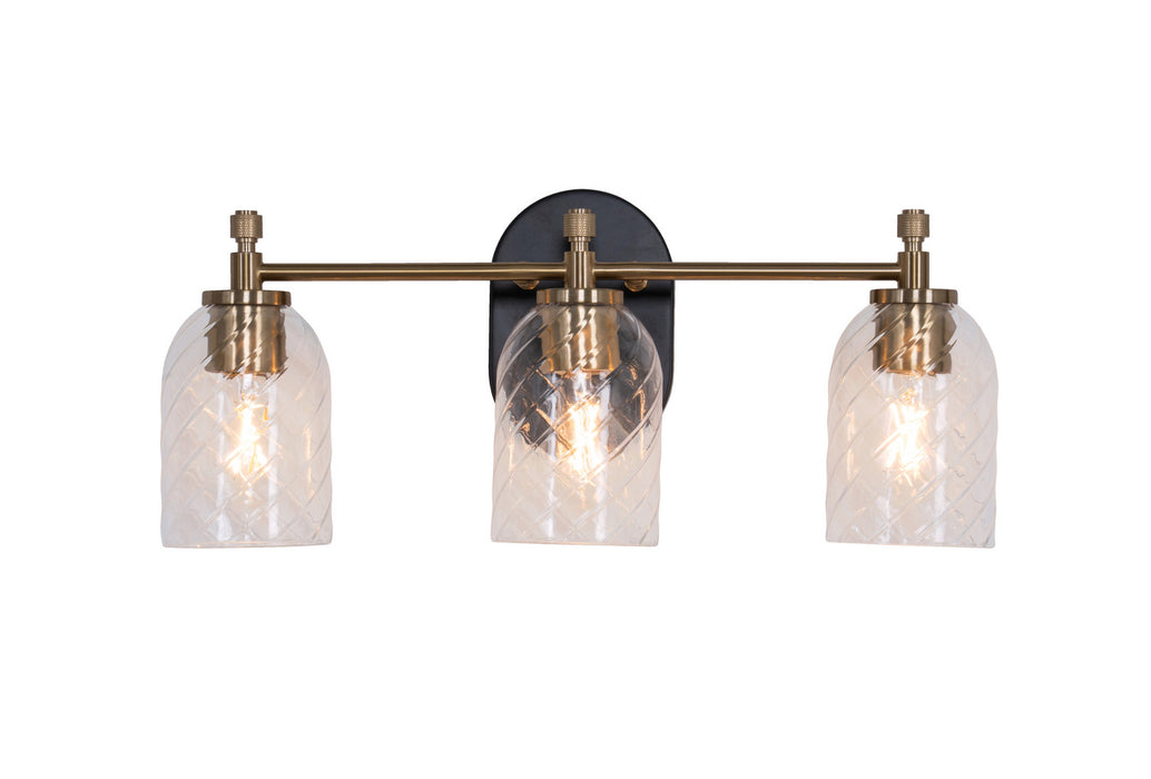 Craftmade - 60303-FBSB-C - Three Light Vanity - Council - Flat Black/Satin Brass