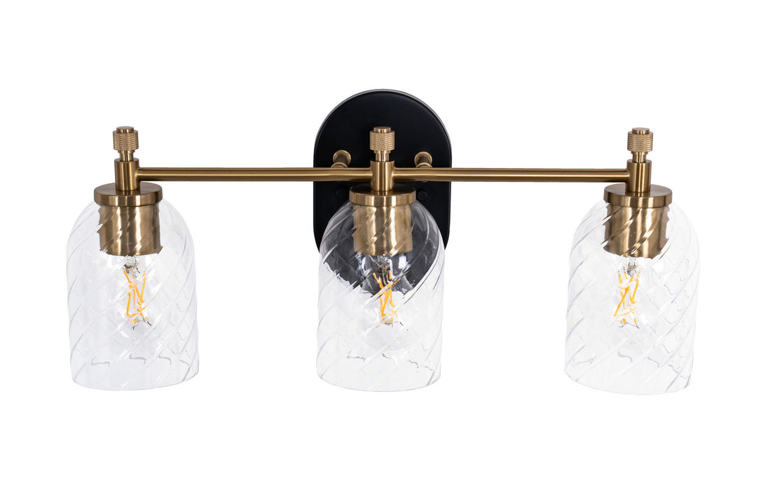 Craftmade - 60303-FBSB-C - Three Light Vanity - Council - Flat Black/Satin Brass