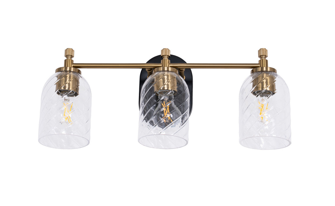 Craftmade - 60303-FBSB-C - Three Light Vanity - Council - Flat Black/Satin Brass