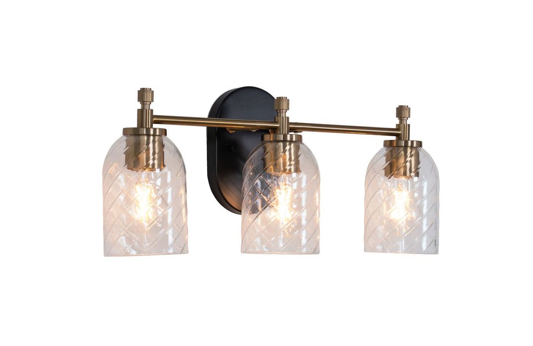 Craftmade - 60303-FBSB-C - Three Light Vanity - Council - Flat Black/Satin Brass