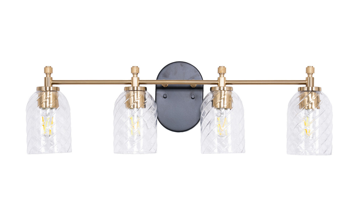 Craftmade - 60304-FBSB-C - Four Light Vanity - Council - Flat Black/Satin Brass