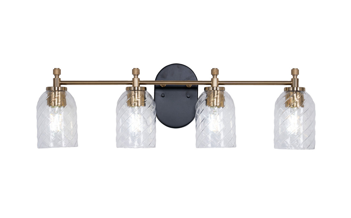 Craftmade - 60304-FBSB-C - Four Light Vanity - Council - Flat Black/Satin Brass