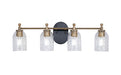 Craftmade - 60304-FBSB-C - Four Light Vanity - Council - Flat Black/Satin Brass