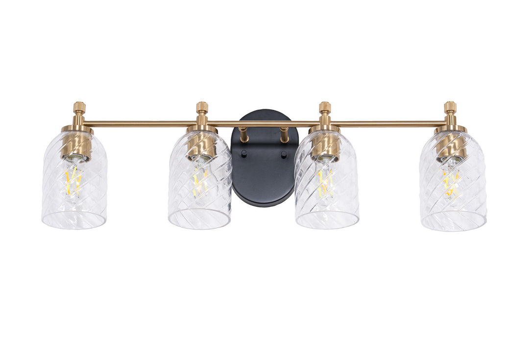 Craftmade - 60304-FBSB-C - Four Light Vanity - Council - Flat Black/Satin Brass