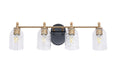 Craftmade - 60304-FBSB-C - Four Light Vanity - Council - Flat Black/Satin Brass