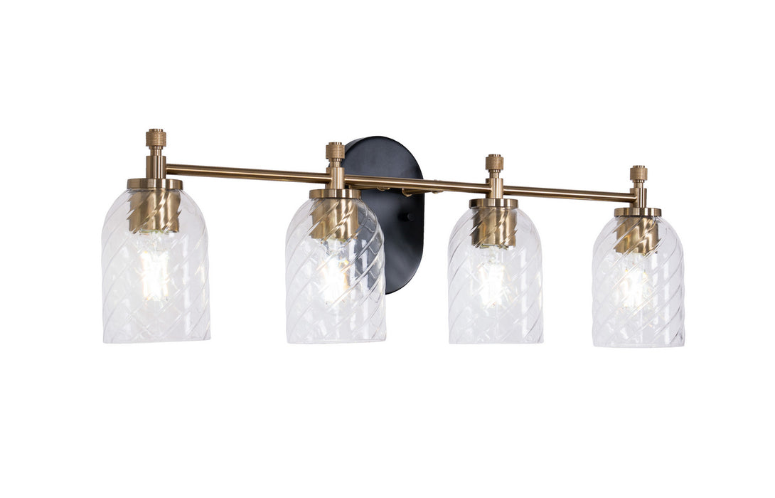 Craftmade - 60304-FBSB-C - Four Light Vanity - Council - Flat Black/Satin Brass
