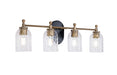 Craftmade - 60304-FBSB-C - Four Light Vanity - Council - Flat Black/Satin Brass