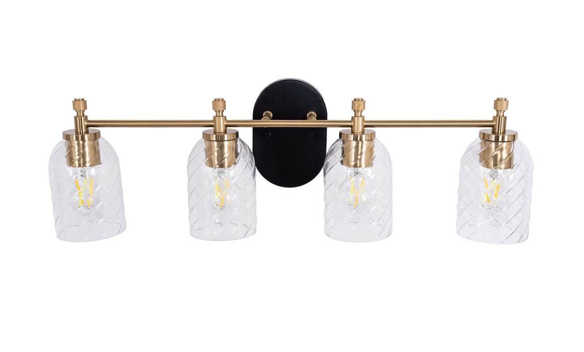 Craftmade - 60304-FBSB-C - Four Light Vanity - Council - Flat Black/Satin Brass