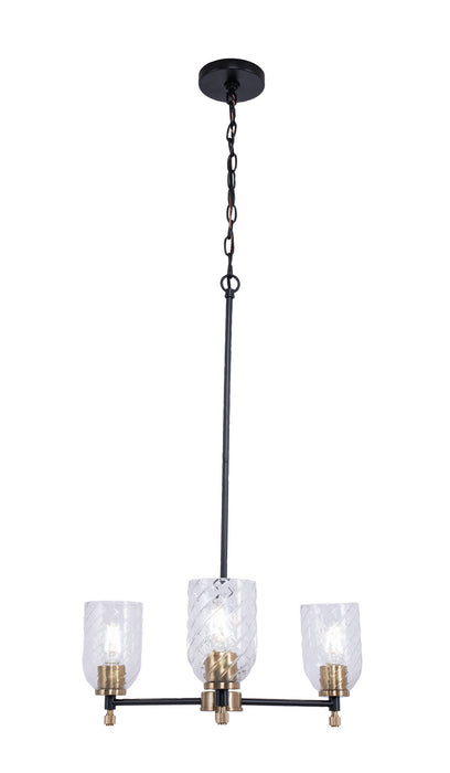 Craftmade - 60323-FBSB-C - Three Light Chandelier - Council - Flat Black/Satin Brass